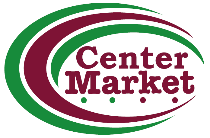 A logo for a grocery store called center market