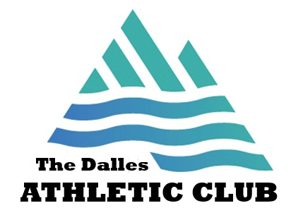 A logo for the dalles athletic club with a mountain and waves