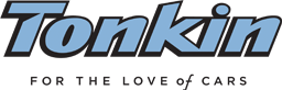 The logo for tonkin for the love of cars is blue and black.