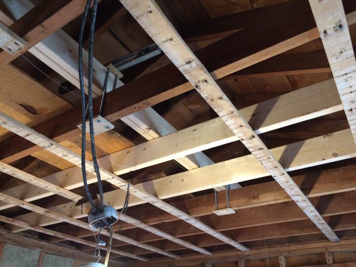 Secondary set of ceiling joists added prior to soundproofing