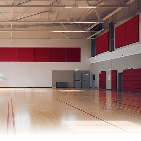 Acoustic wall panels in a sports hall