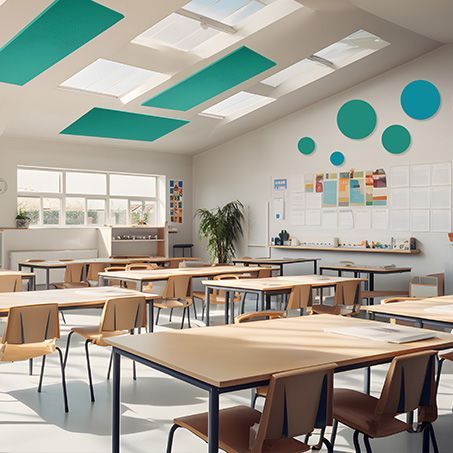 Acoustic Easy-Fix Panels on classroom ceiling