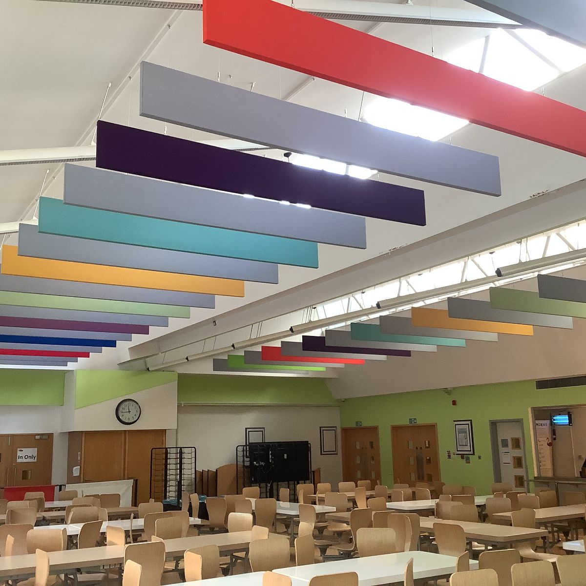 ProSound Acoustic Ceiling baffles school hall