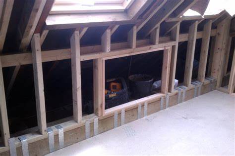 Under eaves of a loft before soundproofing