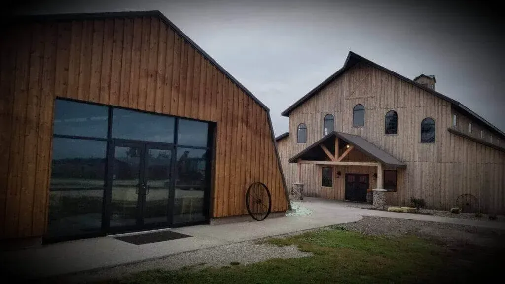 Two wooden barns