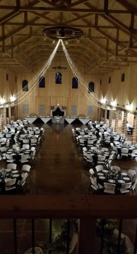 Large event space with rows of tables