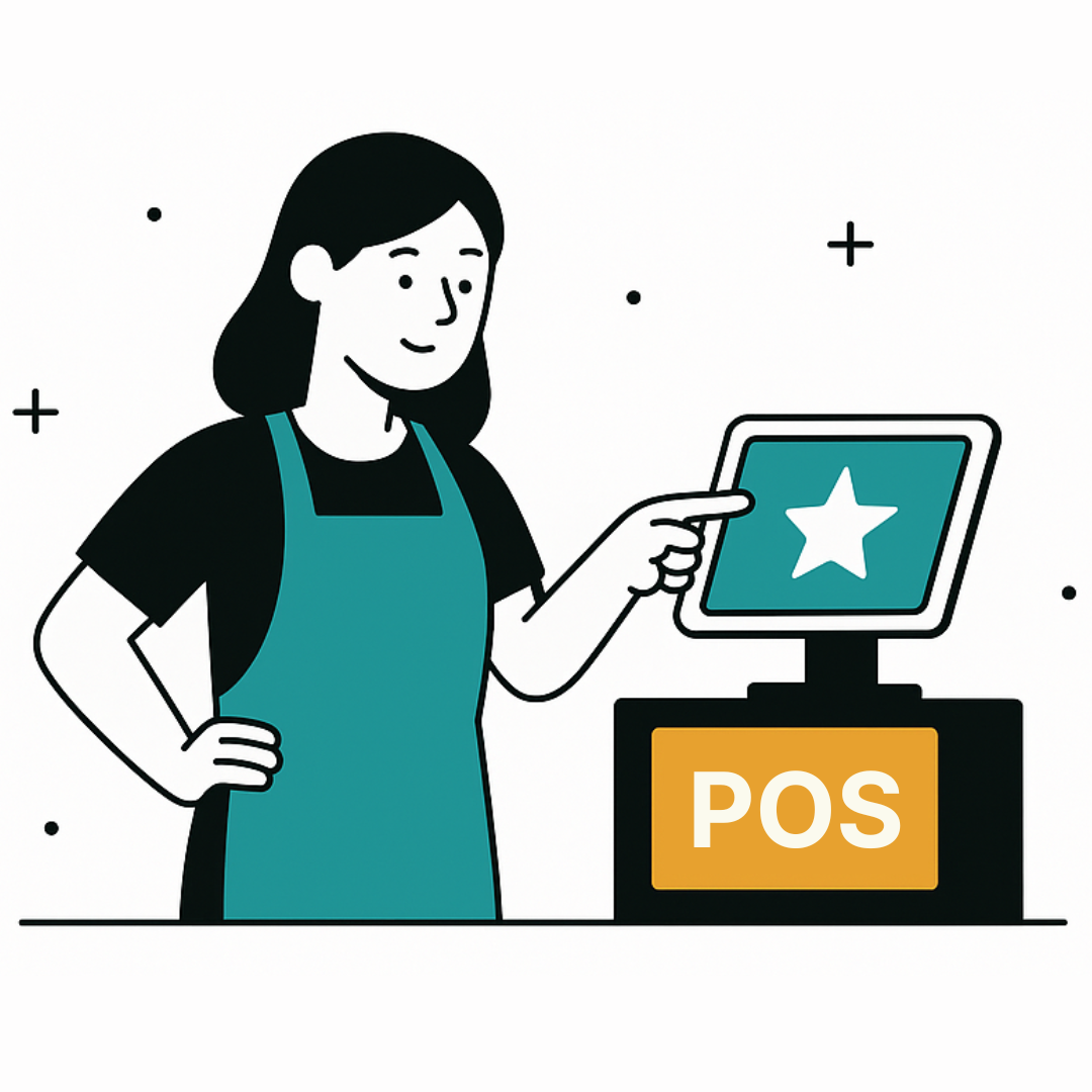 Local franchise or small business owner smiling while reviewing loyalty insights on a tablet.