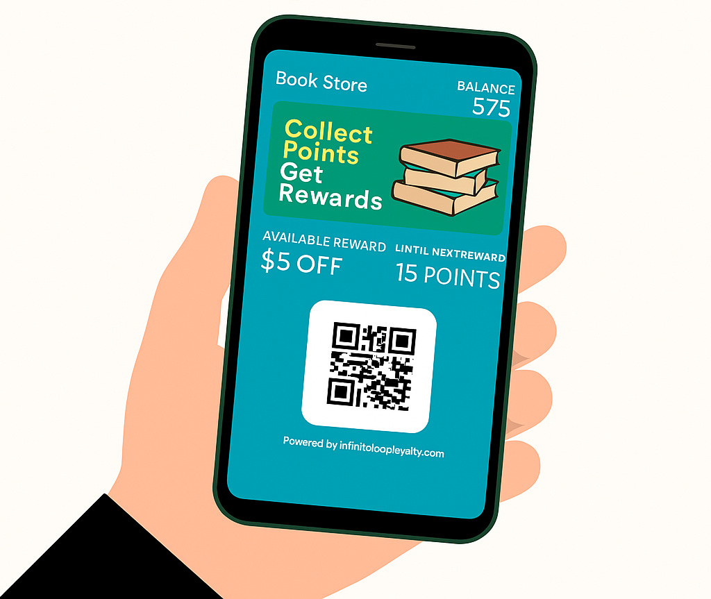 Small business owner rewarding a loyal customer using a digital rewards program