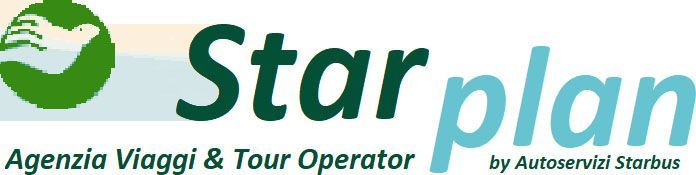 Logo dell'agenzia di viaggi Starplan, con l'icona di un uccellino verde e testo in verde e blu.