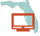 Florida Map Illustration with computer screen.