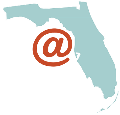 Florida map illustration with @ symbol