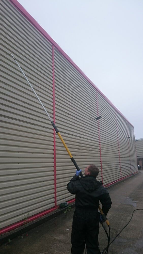 outside of building being cleaned