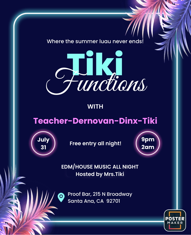 Monday Night poster for a music and comedy party