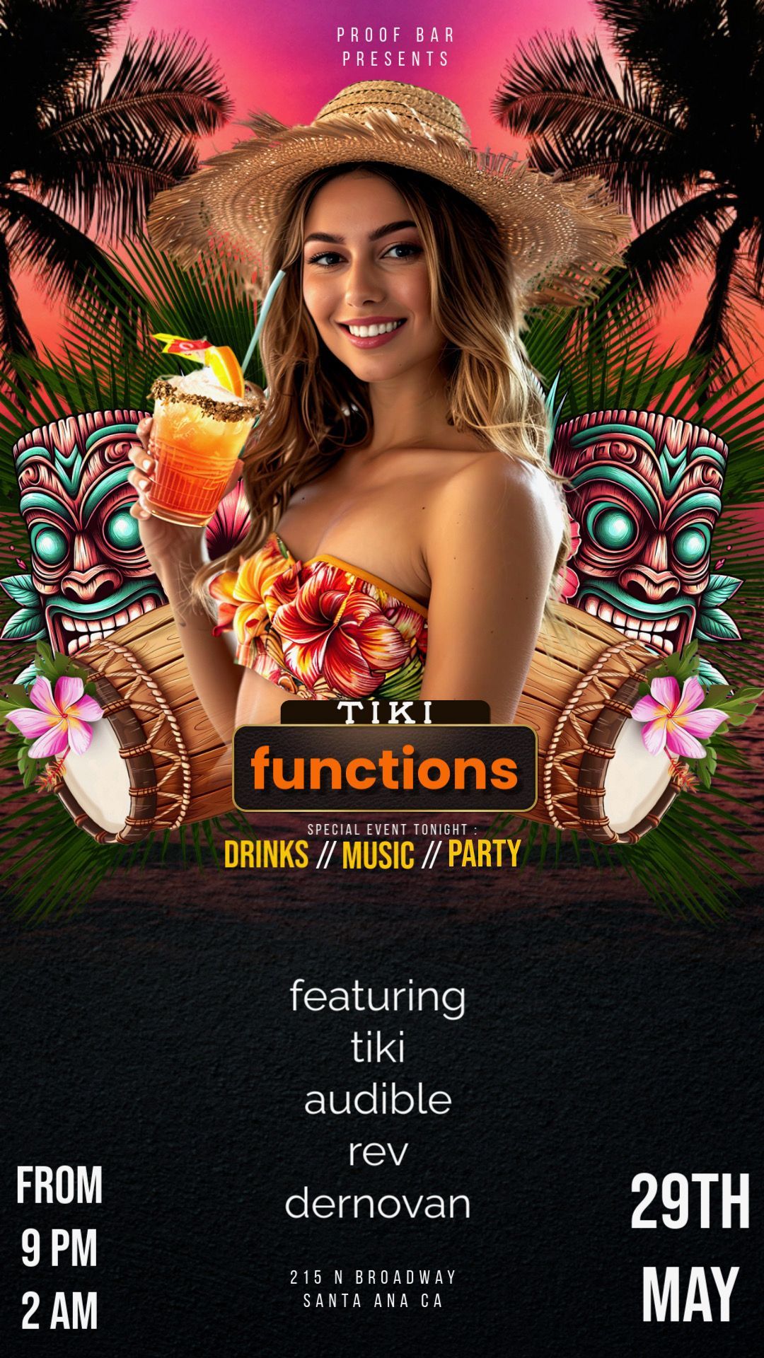 Monday Night poster for a music and comedy party