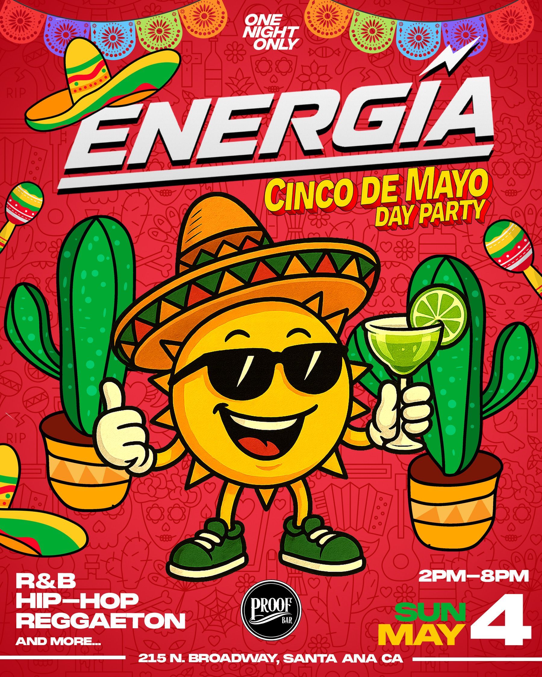 A red poster for a music party on sunday