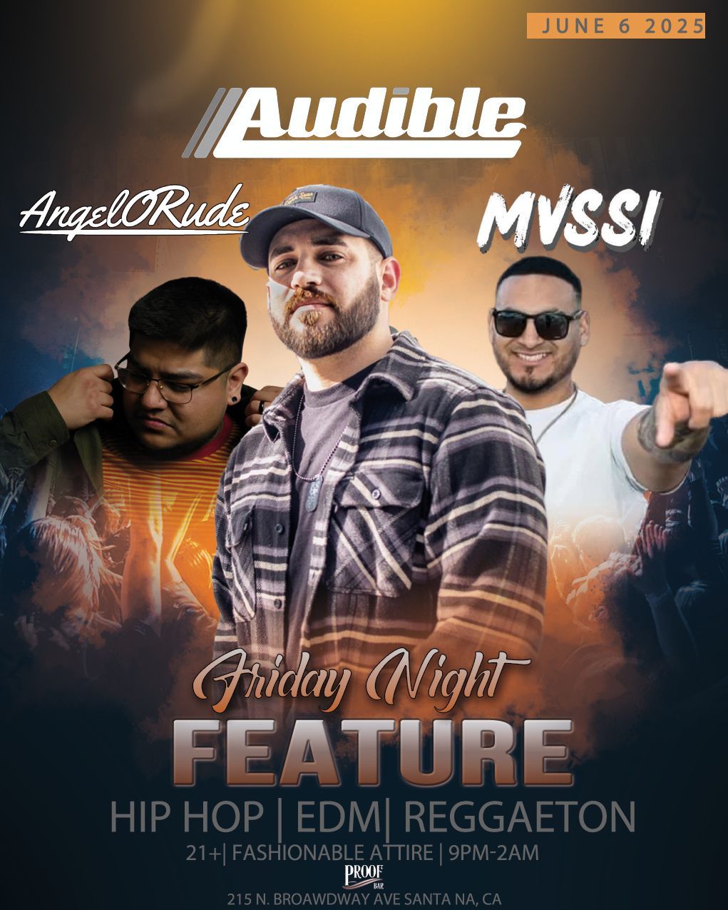 Monday Night poster for a music and comedy party