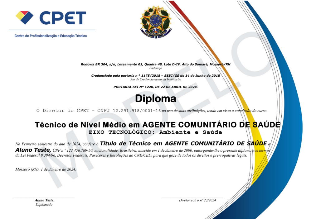Exemplo de modelo de certificação