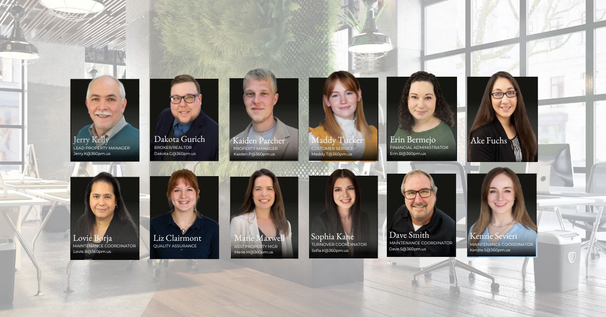 The full 360 Property Management team on Whidbey Island, including property managers, leasing agent, customer service, maintenance, and support staff—providing full-service rental management with care and professionalism.