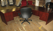 Dark wood used desk with droors