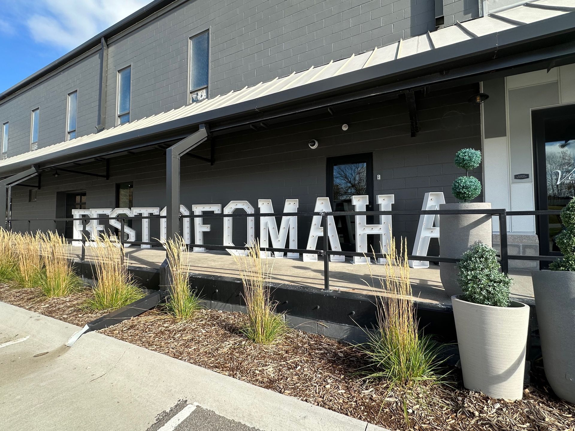 A building with a sign that says test of omaha