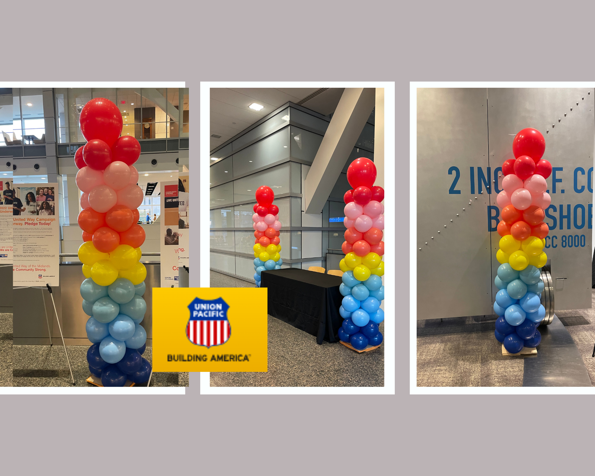 A bunch of balloons are stacked on top of each other