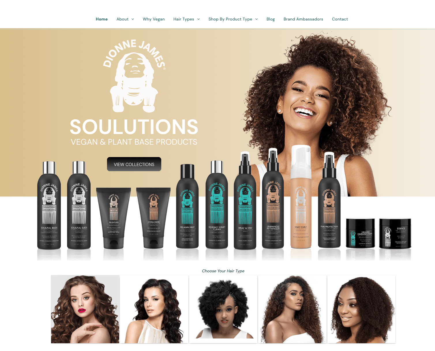 A woman with curly hair is standing in front of a row of bottles of hair products.