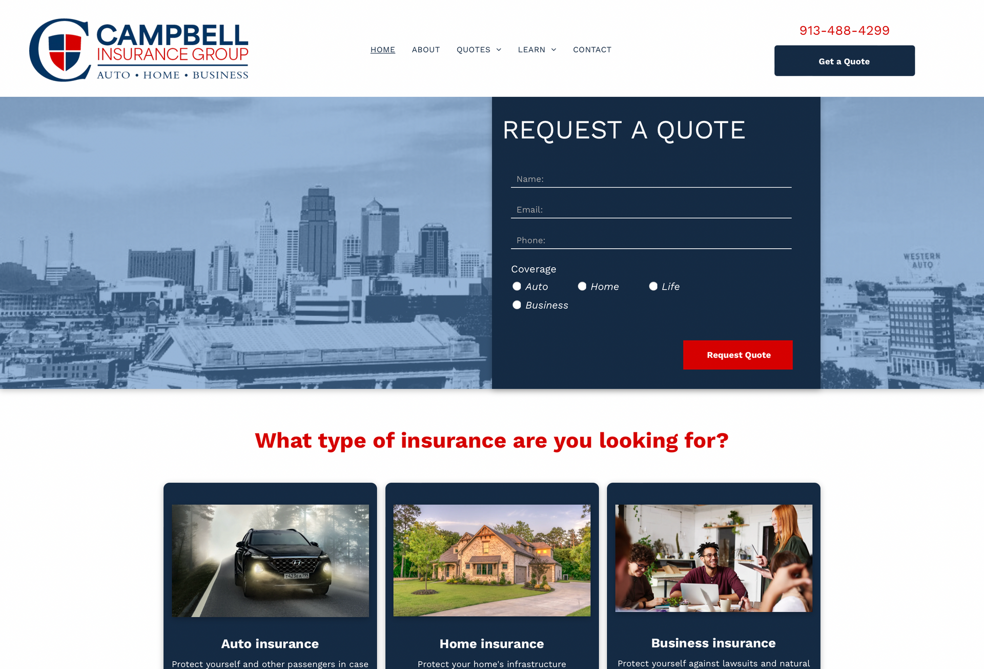 A screenshot of a website that says `` request a quote ''.