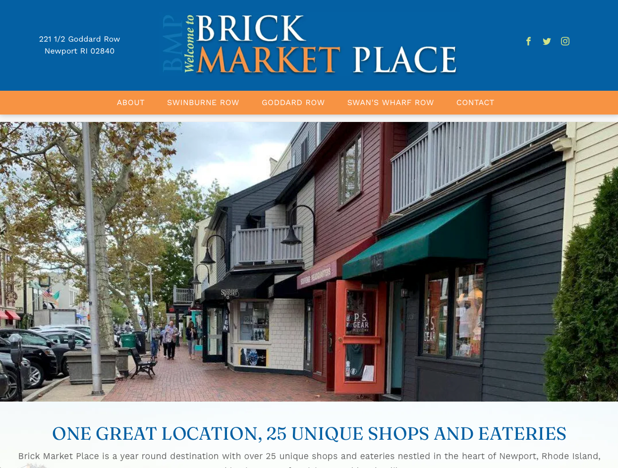 The website for the brick market place has a picture of a street with shops and eateries