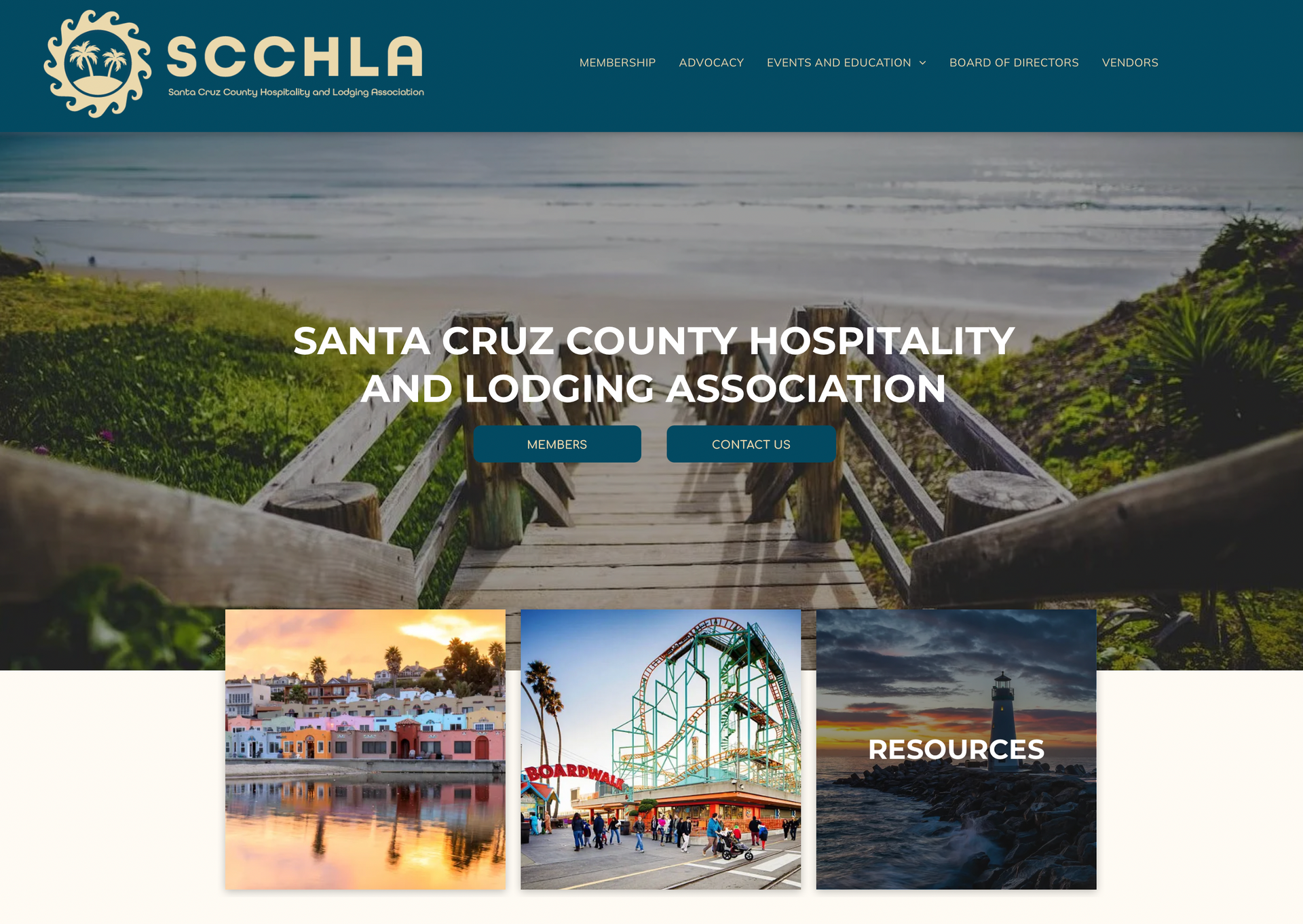 A website for the santa cruz county hospitality and lodging association