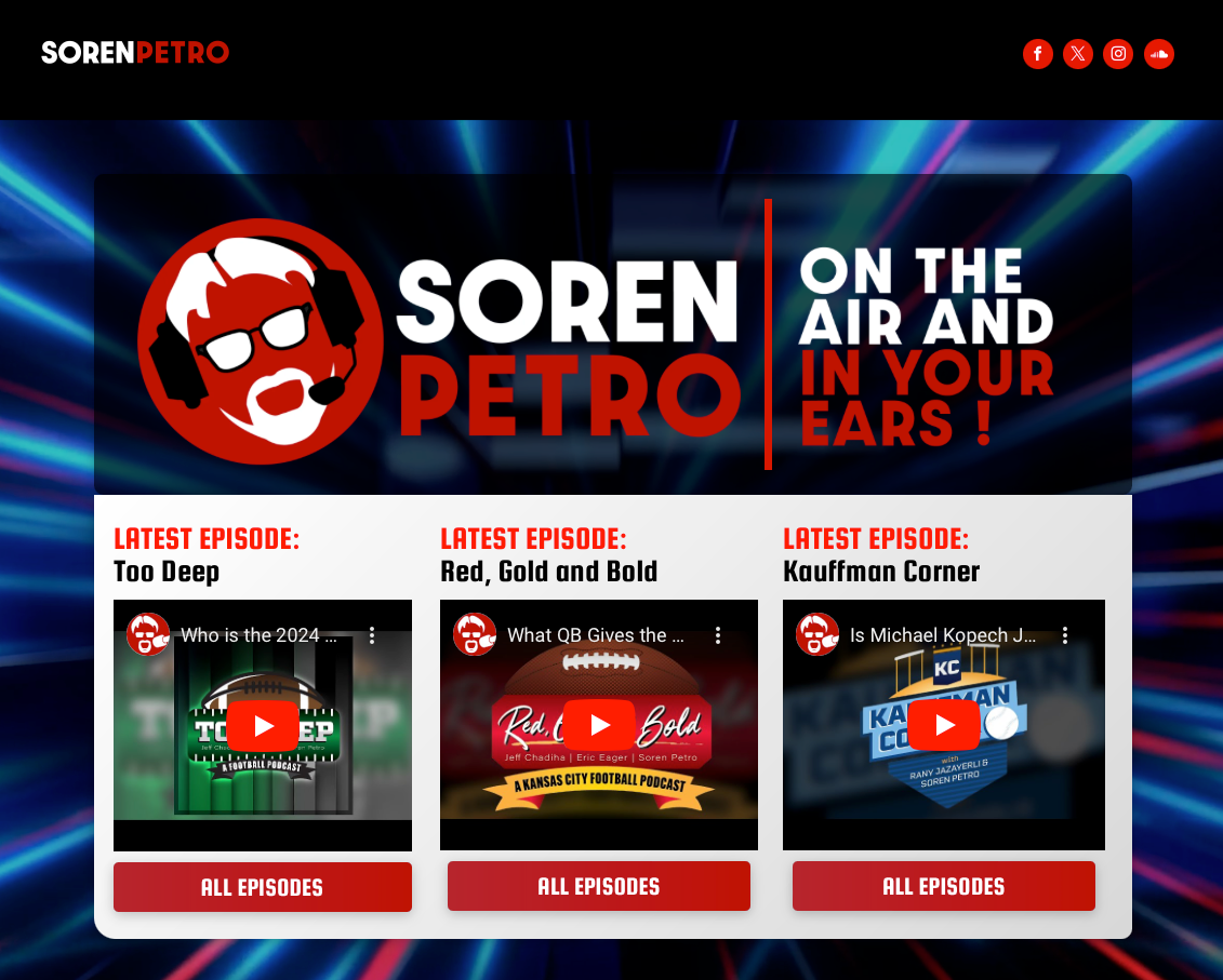 A screenshot of a website that says soren on the air and petro in your ears