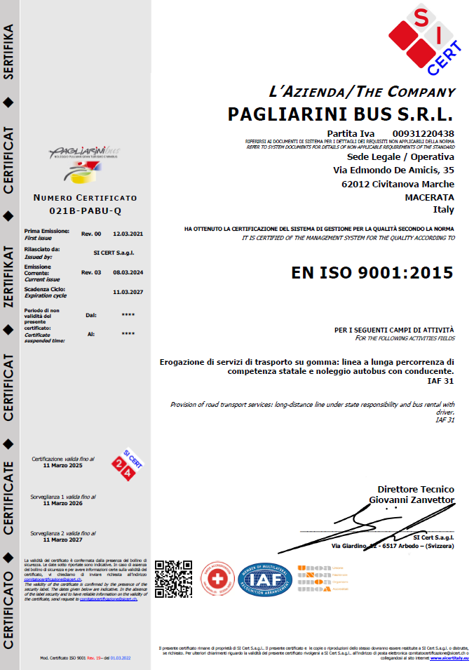 certificazione qualità pagliarini bus