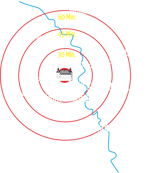 Geographische Lage von Haus Neersdonk an Niedeerrhein
