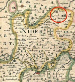 Karte von Vorst um 1645