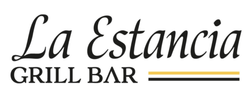 A logo for a restaurant called la estancia grill bar