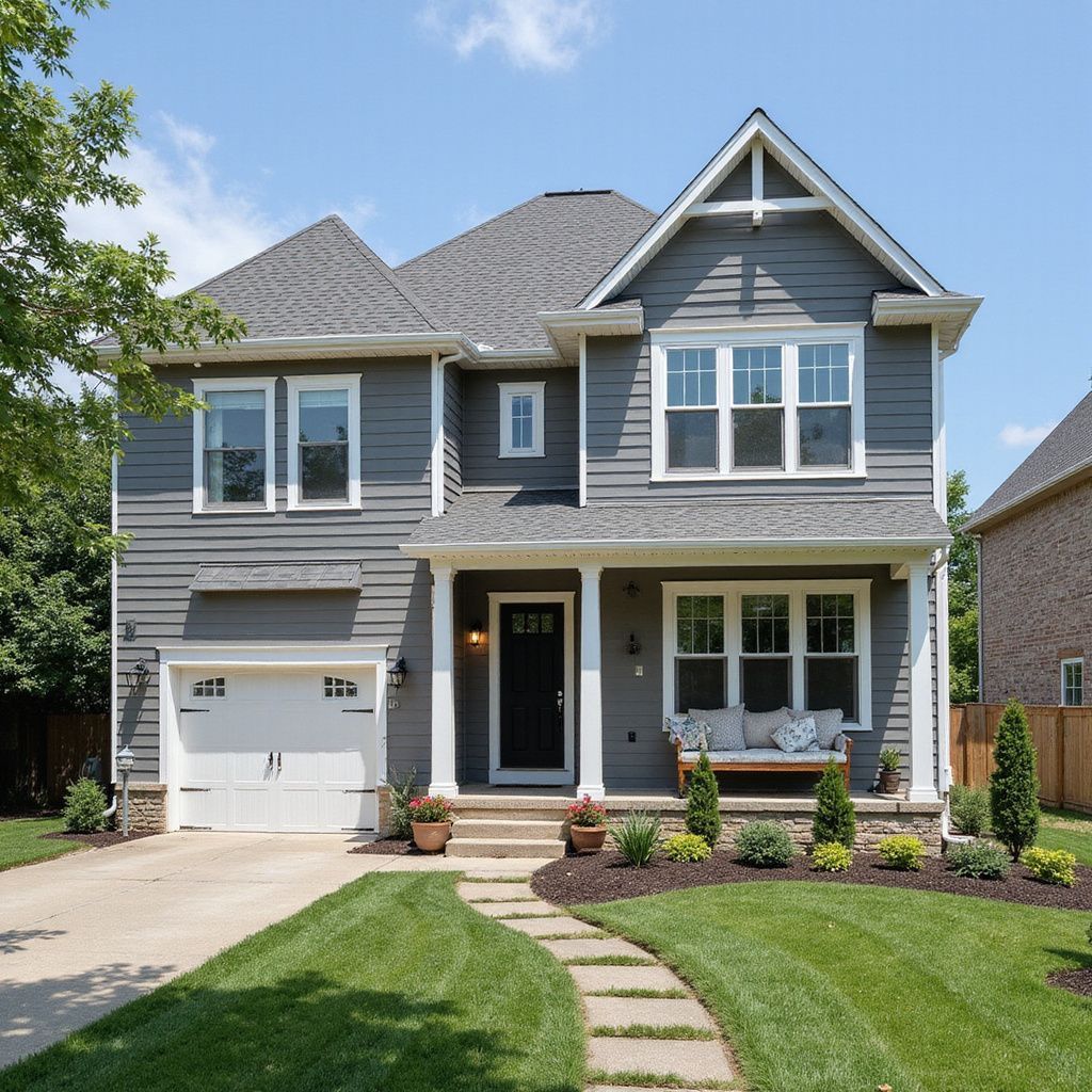 Exterior House Painting, new grey exterior repaint in Levittown, NY.