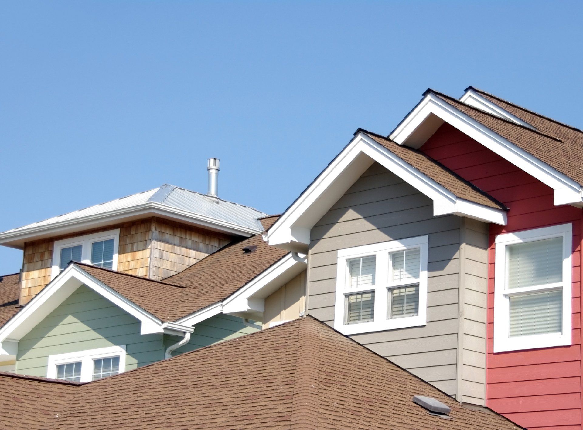 sun shining on roofs