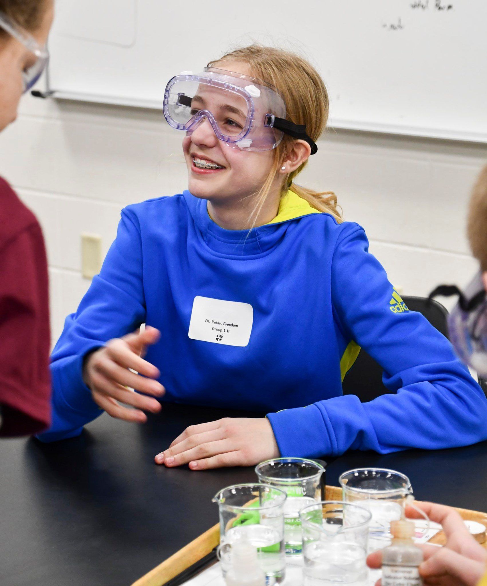 7th Grade students get some hands-on experience in the science lab at the high school