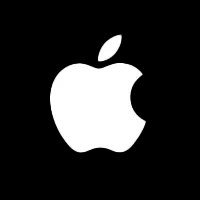 The apple logo is white on a black background.