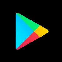 The google play store logo is a colorful triangle on a black background.