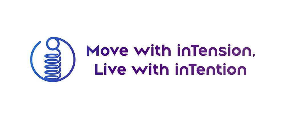 A tagline for inTension that reads e with intention , live with intention.