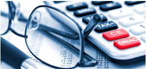 View of a calculator with glasses in printed report