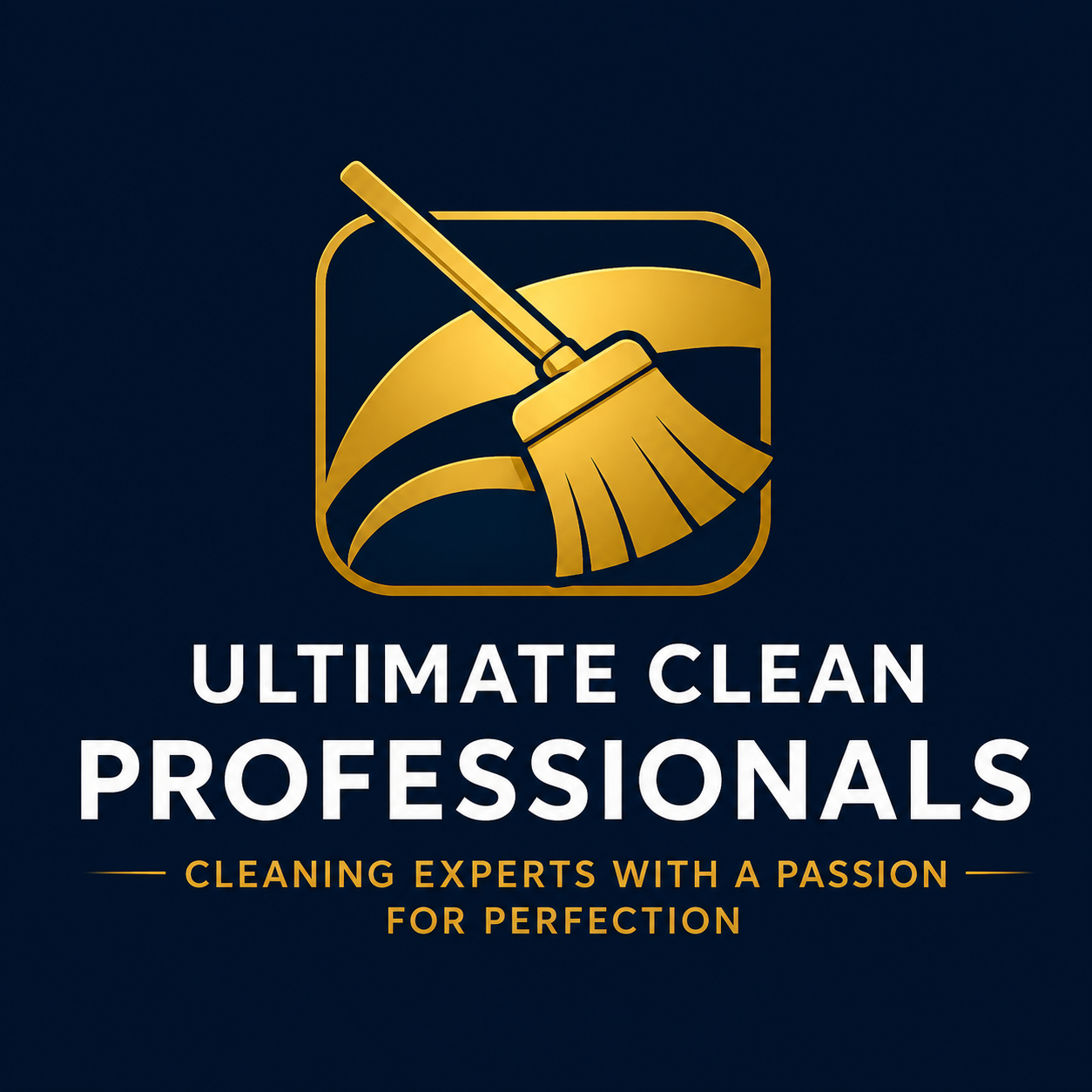 Ultimate Clean Professionals logo with broom, bucket, and star on teal circle