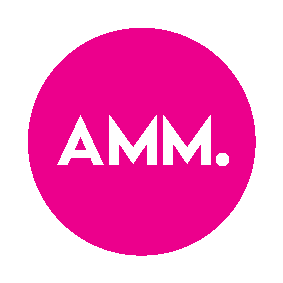 A pink circle with the word amm on it