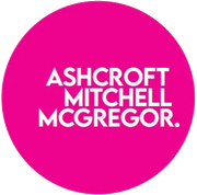 Ashcroft mitchell mcgregor logo in a pink circle