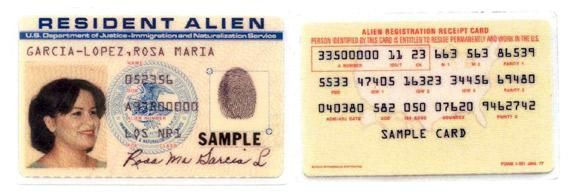 lawful permanent resident alien number