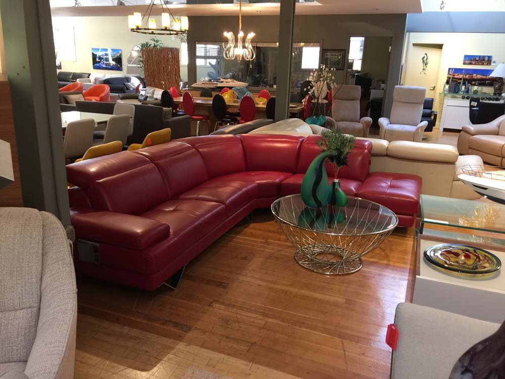 red leather sectional