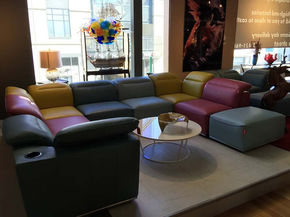 leather sectional available in mix and match colors