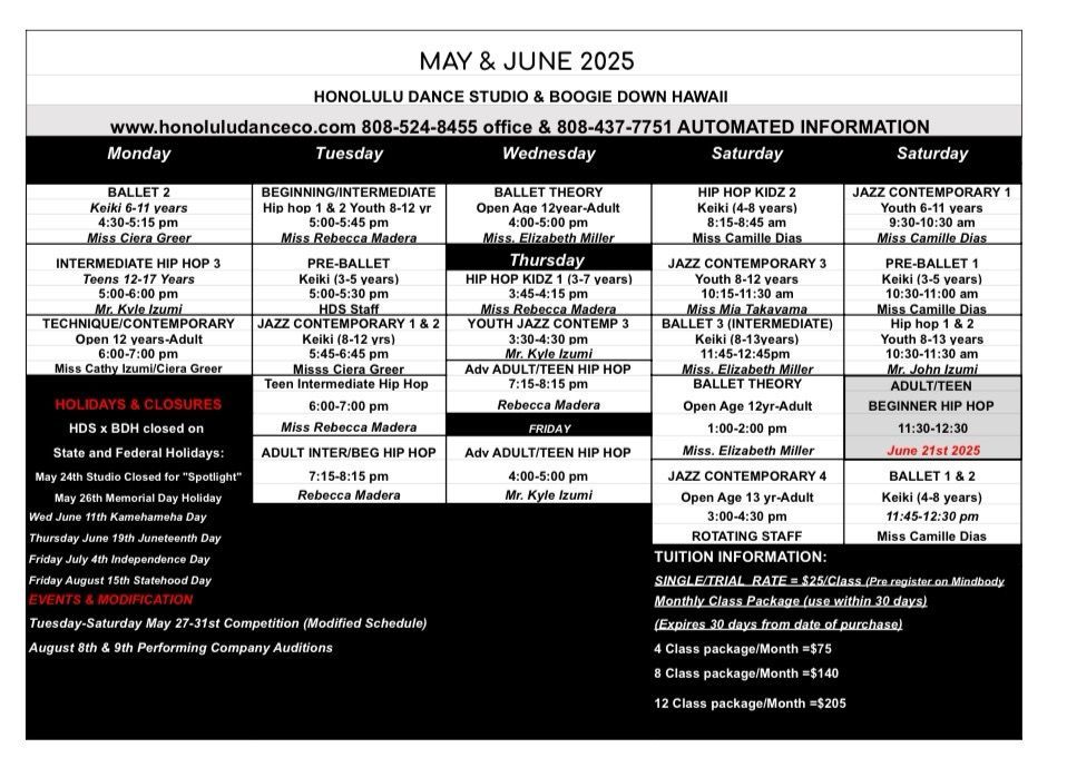 A black and white calendar for May and June 2025