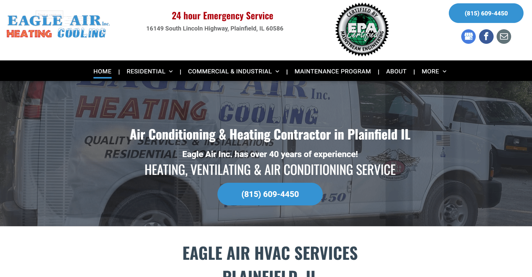 A website for eagle air heating and cooling
