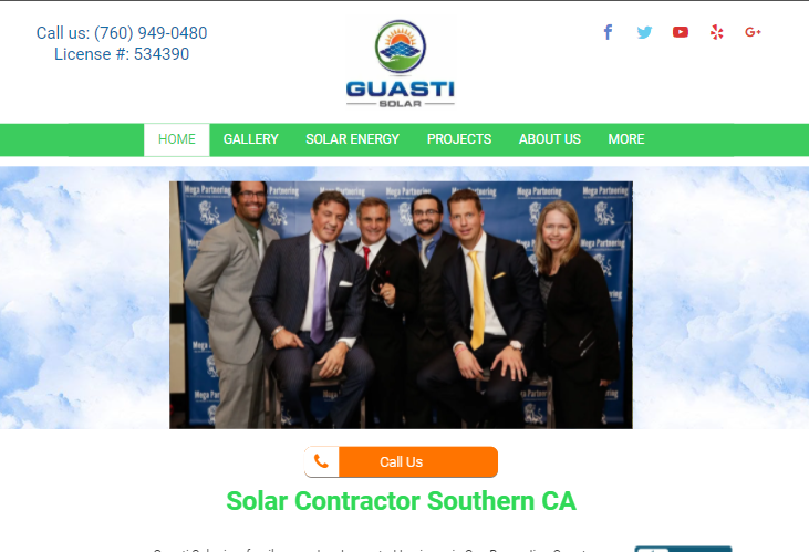A website for a solar contractor in southern ca